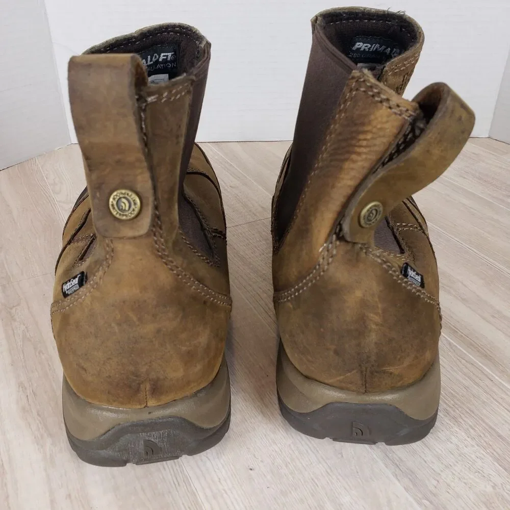 The North Face Men's Brown Leather Hiking Boots Work Size 12 slip on